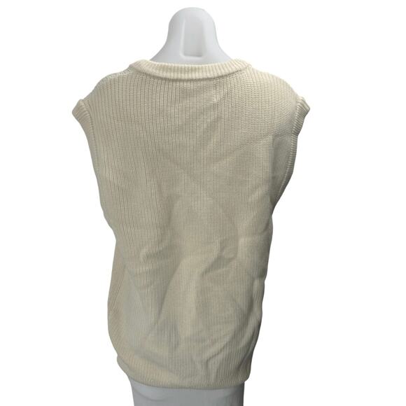 Zara Women's Cream Wool Short Drop Sleeve V Neck Knit Vest Sweater Top Size M - Picture 2 of 4